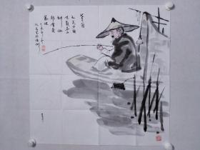 保真书画，张文艾四尺斗方国画作品人物画一幅，尺寸：68*68.5软片，张文艾世界著名书画家协会会员评定为中国当代著名油画家、1956年出生于湖南省湘潭市，毕业于湖南工艺美术大学。现为广东省美术家协会会员、全国卫生书画协会理事。作品多次发表各类报刊杂志及参加国内各级美术展览并获奖。主要从事油画风景创作，有湘西系列、周庄系列等。师从戴泽等名家。