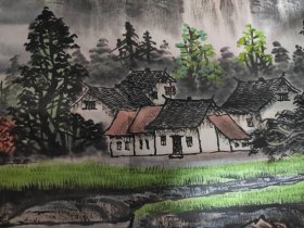 画家 刘磊 小六尺山水《福地雅居》178x68厘米 字画为宣纸水墨纯手绘，因为后期还需要装裱才能悬挂，画芯折叠装信封发货 惠民价