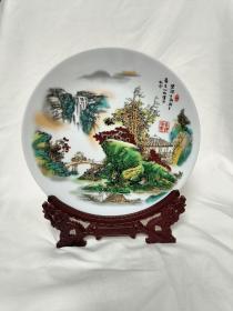 景德镇陶瓷器装饰赏盘现代中式家饰工艺品酒柜书房摆设件