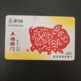 中国网通 固定电话交费卡 SX-JF-39（4-3）2007农历丁亥年 五福临门