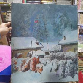 张力油画作品：乡村雪景