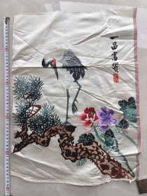 民国湘绣 一品富贵 绣品 绫本 近全品相非常难得 尺寸49x36cm左右 包民国