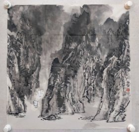 保真书画，江西名家，蔡正雅四尺斗方山水一幅66.5×66cm软片