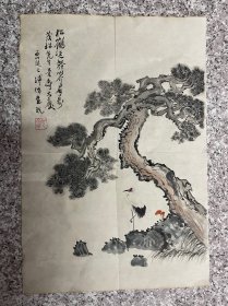 溥儒花鸟画一幅，尺寸32X47厘米左右。