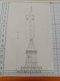 00725 日本 明治节记念堂 设计图 正面图 民国时期老明信片