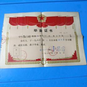 1981年  睢宁县中学  毕业证