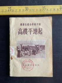 1955年1版1印，农业生产合作社介绍《高楼平地起》，丁结著，通俗读物出版社出版，最后几页有裂痕，如图