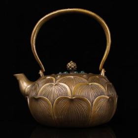 珍藏  纯铜镶嵌宝石茶壶