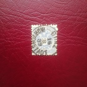 奥地利古典邮票1883年 国徽10kr蓝色信销票一枚