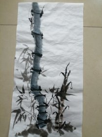 手绘国画竹与螳螂