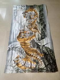 【 国画 】 虎威图 176 x 95cm ( 15平尺) 题跋揭阳岭东书画院院长激夫先生