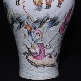 旧藏 清乾隆珐琅彩描金水漫金山人物故事纹福耳瓶 高31.8×20厘米