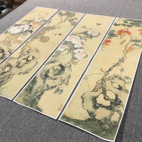 居廉 花卉四屏25*100*4进口纸质【高清微喷】未装裱