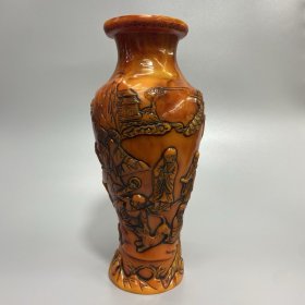 仿蜜蜡十八罗汉花瓶摆件 尺寸如图