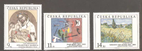CZECH1捷克共和国1993年国家美术馆藏画绘画 雕刻版 新 3全 外国邮票