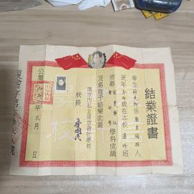 1952年南京市私立复信会计学校 结业证书【带毛主席头像】