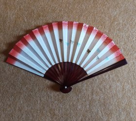飞鸟 日本回流新年小扇京扇纸扇 手绘品 展幅约25Cm 高15Cm 竹扇骨 ，保管好 。