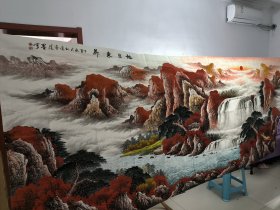 保真~实力派画家 墨宇：旭日东升（巨幅，尺寸360*140cm）附画册