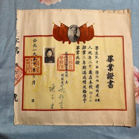毕业证书：江西南昌卫生学校（1954）