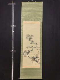 福田半香/半香/丁97回流精品菊石图立轴，纸本绫裱，实木轴头，畫芯35×86厘米，整轴43×150厘米，款印如图品相如图手绘保真保证放心收藏