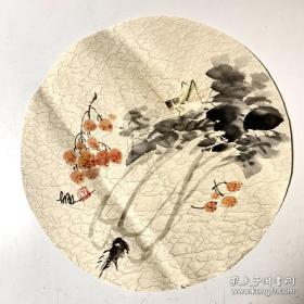胡人国画团扇花鸟小品260