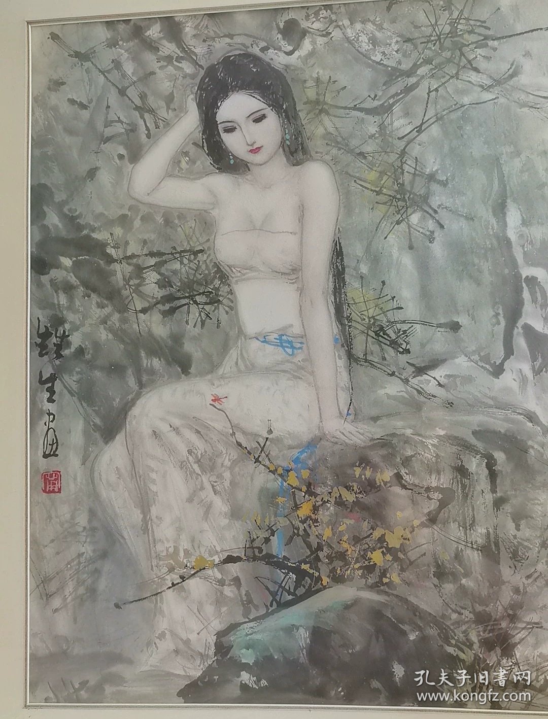 宁新生，广西著名人物画家，现已八十高龄，笔墨飘逸灵动，人物刻画栩栩如生，雅致高洁，整张画淡雅清新脱俗。精品人物画，保真。