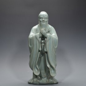 宋汝窑天青釉孔子塑像 48*20厘米 2700
