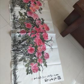知名画家刘师白（光明）六尺整张牡丹国色天香2
