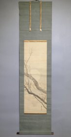 日本名家绘画：长濑翠塘《寒月梅花图》（保真）