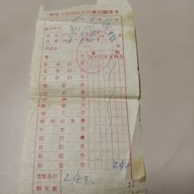伊盟人民医院住院费结账清单1956年5月6日