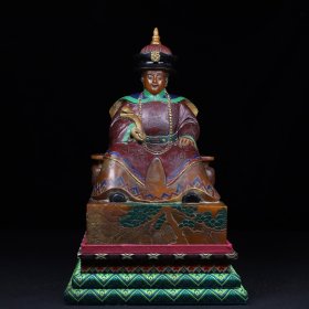 珍藏 寿山石雕刻彩绘咸丰皇帝人物印章 净长17厘米 宽16.5厘米 高28厘米 净重7600克