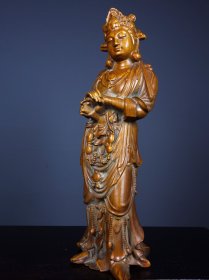 旧藏花梨木雕刻菩萨摆件 尺寸：长8cm宽5cm高14cm 重量：290g