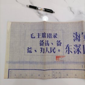 1970年代带毛主席语录最高指示的大图纸（77cm×171cm）【备战、备荒、为人民。毛泽东】