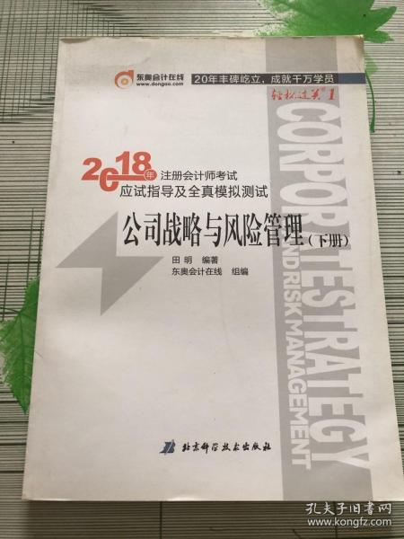 注册会计师2018教材东奥轻松过关1应试指导及全真模拟测试 公司战略与风险管理 上下册