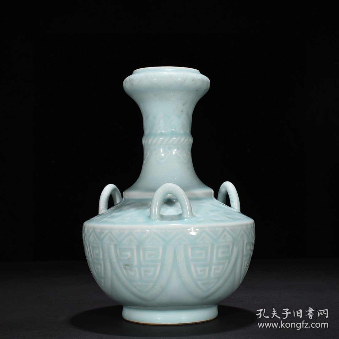 清乾隆粉青釉三系瓶三系尊 32*22厘米