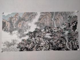 定州市美术家协会副主席王祖阳四尺整纸山水一幅《松风自清好》尺寸:137*69
