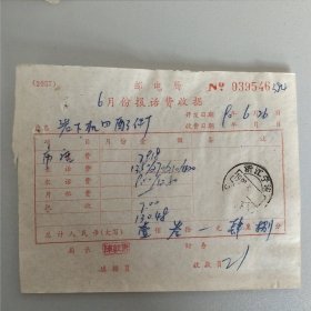 浙江宁波1990年邮电局六七月份报话费收据2张。