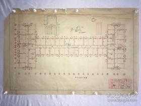 中国近代著名建筑师.杨锡鏐等签名设计-50年代北京大学建筑设计稿1幅.尺寸90*56cm。