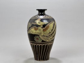 宋磁州窑雕刻加彩凤纹梅瓶 古玩古董古瓷器老货收藏3