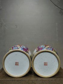 美品.款识“大清乾隆年制”精工细作满工粉彩“十八罗汉”纹将军罐一对