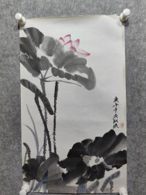 北京知名老画家 许大元 （许敏媛）精品荷花 一副 保真出售 （九十年代作品）