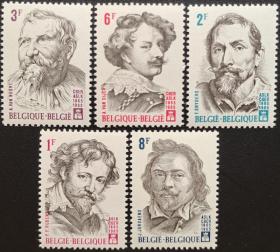 比利时1965年名人邮票5全