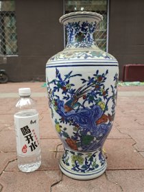 青花 花瓶 80年代 90年代左右 高39 瓶体18 瓶口直径10.5cm，详见图片