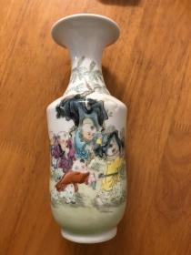 80年代 粉彩婴戏图 八童子 景德镇外销瓷器 花瓶