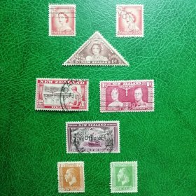 新西兰邮票1915-1957年-英王等8枚信销票