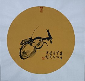 书画名家笔墨真迹，当代著名禅意书画家贾双林花鸟作品:事来无所受即是真菩提