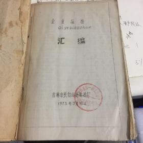 65年至75年吉林市长白山葡萄酒厂企业标准汇编——65年；山葡萄酒，曲香酒，红葡萄酒，白葡萄酒，玫瑰酒，山楂酒，白兰地酒，葡萄汽酒，越桔酒，人参酒，烧酒，俄得克，散装果酒，五味子酒，红玫瑰葡萄酒，啤酒，1974年；人参葡萄酒，人参露酒，青梅酒，梨白酒，果实酒，1975年；北芪酒，海棠酒，山楂汽酒，鹿茸酒，杏酒，玫瑰葡萄酒等等共计28种商品