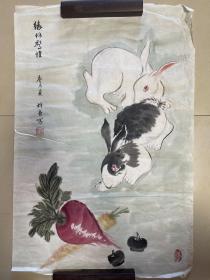 冯林堂 兔子画 字画 条幅 纯手绘 国画 作品