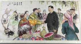 温州著名人物画家张祥春先生“主 席 心连心”195x98cm
