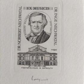 OSWIN VOLKAMER～世界名人理查德·瓦格纳Richard Wagner浪漫主义时期德国作曲家、指挥家
版画藏书票原作